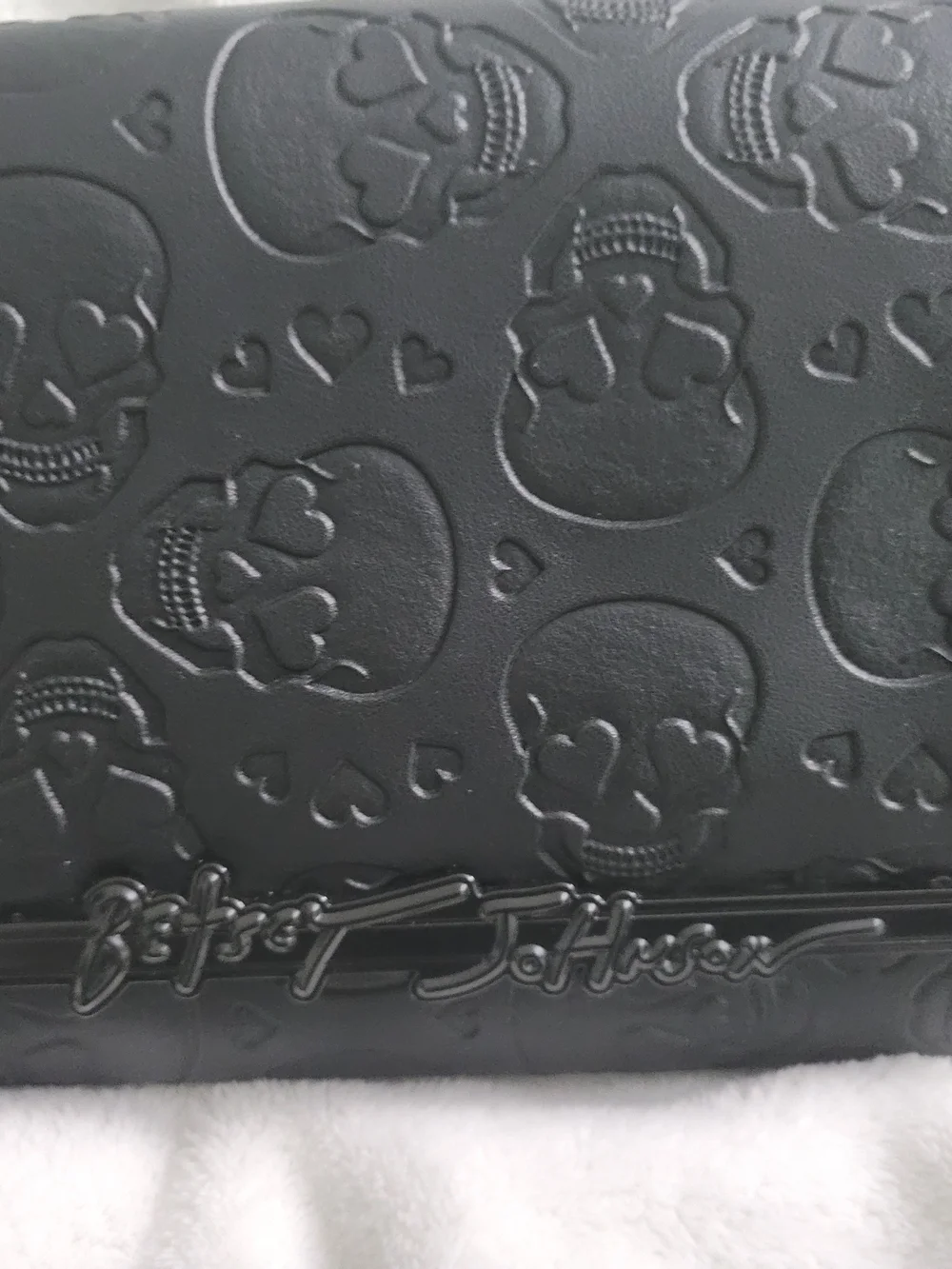 Betsey Johnson Black Embossed Skull Crossbody Bag